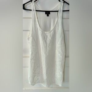 Women's Mossimo White Sheer Tank Top with Geometric Stitching - Size Medium